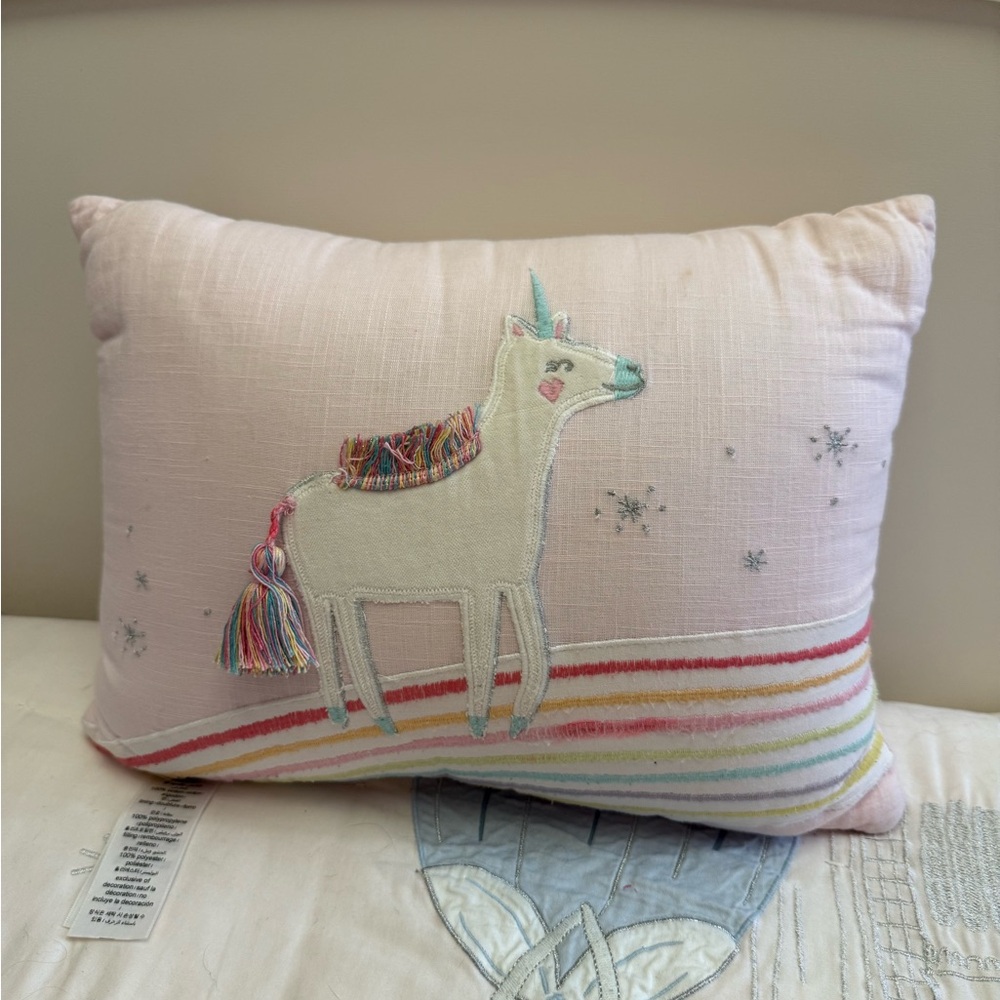 Pottery barn kids Pink Unicorn Decorative Pillow
